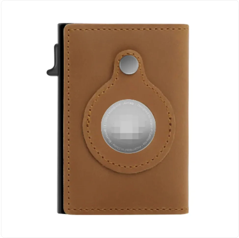 Men's RFID Leather Wallet with AirTag Holder